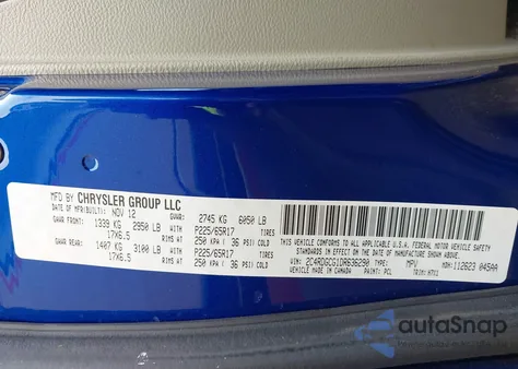 2013 Dodge Grand Caravan Sxt from USA, damaged, VIN 2C4RDGCG1DR636290